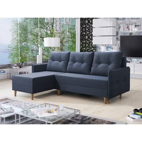 Canapé d'angle convertible Milowa scandinave nordique avec pieds en bois