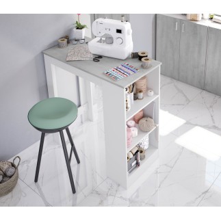 CALIA - Table haute bar avec étagère intégrée