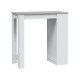 CALIA - Table haute bar avec étagère intégrée gris et blanc