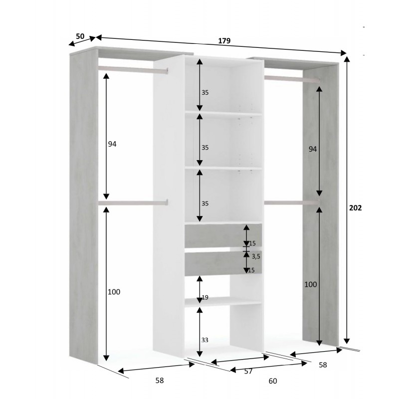 Navaris Armoire de Rangement - Dressing penderie Tissu - Garderobe