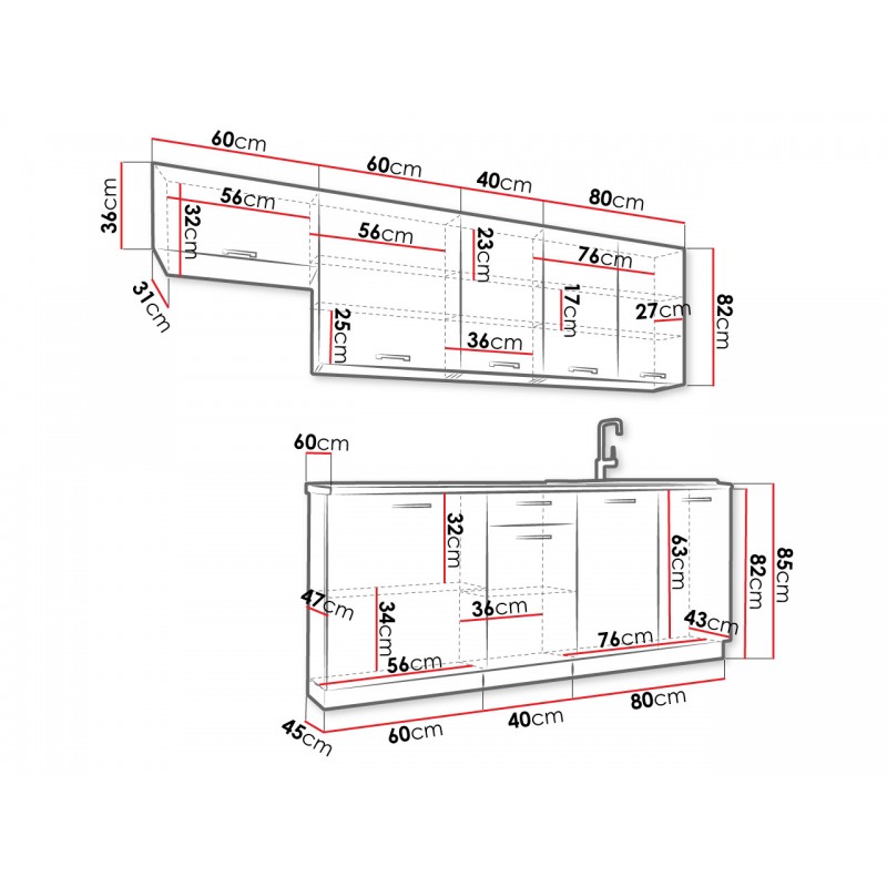 Cuisine Équipée en Métal : Frigo, L-V, M-O + Armoires 3x2,16m(l,h) Pls  Coloris - Stengel