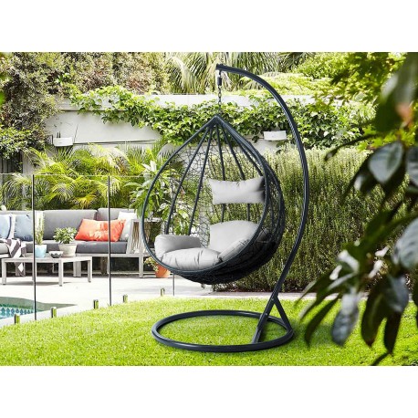 Fauteuil de jardin suspendu avec armature et coussin - TENDENCIO