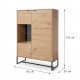 Vitrine basse 2 portes AMBRE pieds en métal. Style loft indutriel, couleur bois ancien