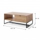 Table basse 104 cm AMBRE pieds métal style loft industriel moderne