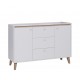 Commode NAVI 135 cm style scandinave couleur bois et blanc