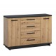 INES - Commode 4 tiroirs et 2 Portes Aspect Bois industriel