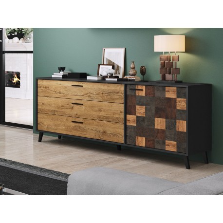 SOUL - Commode 1 porte 3 tiroirs style industriel