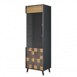 SOUL - Vitrine 1 porte haute 60 cm style industriel