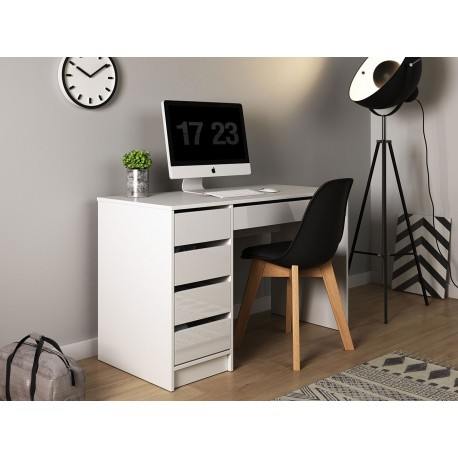 Bureau ADA 120 cm 5 tiroirs blanc