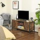 INDUSA - Meuble TV avec étagères et 2 portes de Rangement. Style Industriel, Marron Rustique et Noir
