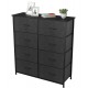 INILO - Meuble rangement commode 8 tiroirs boite tissu 80 cm NOIR