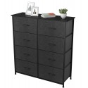 INILO - Meuble rangement commode 8 tiroirs boite tissu 80 cm NOIR