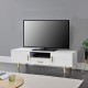 STINIA - Meuble TV blanc 2 portes 1 tiroir scandinave pieds bois