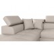 Canapé d'angle convertible RIO en tissu avec têtières et pieds chrome