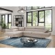 Canapé d'angle convertible RIO en tissu avec têtières et pieds chrome