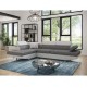 Canapé d'angle convertible RIO en tissu avec têtières et pieds chrome