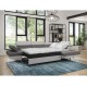 Canapé d'angle convertible RIO en tissu avec têtières et pieds chrome