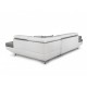 Canapé d'angle convertible RIO en tissu avec têtières et pieds chrome