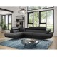 Canapé d'angle convertible RIO en tissu avec têtières et pieds chrome