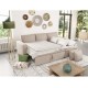 petit Canapé d'angle convertible MARIUS en tissu beige, gris ou noir 4 places avec coffres de rangement