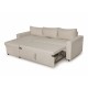 petit Canapé d'angle convertible MARIUS en tissu beige, gris ou noir 4 places avec coffres de rangement