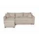 petit Canapé d'angle convertible MARIUS en tissu beige, gris ou noir 4 places avec coffres de rangement