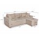 petit Canapé d'angle convertible MARIUS en tissu beige, gris ou noir 4 places avec coffres de rangement