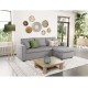 petit Canapé d'angle convertible MARIUS en tissu beige, gris ou noir 4 places avec coffres de rangement