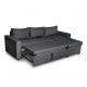 petit Canapé d'angle convertible MARIUS en tissu beige, gris ou noir 4 places avec coffres de rangement
