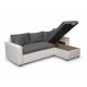 petit Canapé d'angle convertible MARIUS en tissu beige, gris ou noir 4 places avec coffres de rangement