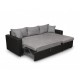 petit Canapé d'angle convertible MARIUS en tissu beige, gris ou noir 4 places avec coffres de rangement