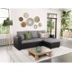 petit Canapé d'angle convertible MARIUS en tissu beige, gris ou noir 4 places avec coffres de rangement