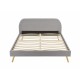 ILLIUS - Lit scandinave en tissu gris et pieds bois 140 x 190 cm