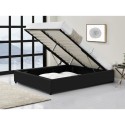Cadre de lit avec coffre de rangement en simili - Noir - 160x200