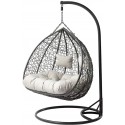 Fauteuil suspendu Torn avec rembourrage et coussin, 2 places en polyrotin avec armature