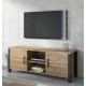 Meuble TV industrielle OLIN couleur noir et bois 147 cm