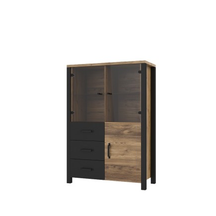 Vitrine industrielle basse 3 portes 3 tiroirs OLIN