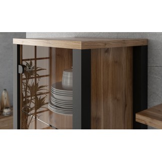 Ensemble complet de meubles de salon industriel OLIN bois et noir
