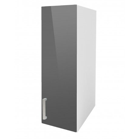 Meuble de cuisine colonne haut 1 porte 40 cm OXANE laqué brillant avec 2 étagères