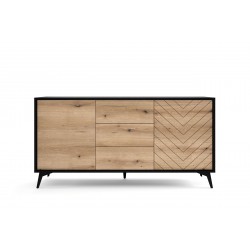 Buffet 2 portes 154 cm DIOMO / KARA Chêne et noir