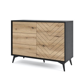 Meuble de rangement 3 tiroirs 104 cm DIOMO chêne et noir