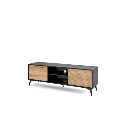 Meuble TV 154 cm DIOMO Chêne et noir