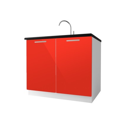 Meuble de cuisine sous-évier 2 portes 100 cm TARA