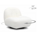 Fauteuil pivotant SISI en tissu bouclette blanc