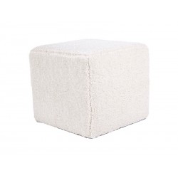 pouf en tissu bouclette blanc noir ou gris