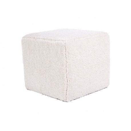 pouf en tissu bouclette blanc noir ou gris
