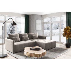 Canapé d'angle convertible BENIA en tissu velours