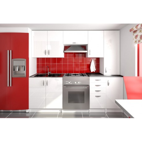 Cuisine complète 2m20 OXANE laqué brillant pas cher