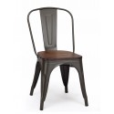 Chaise industrielle LOFTO II avec assise en bois