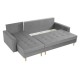 Canapé d'angle convertible NOLI style scandinave tissu gris pied bois